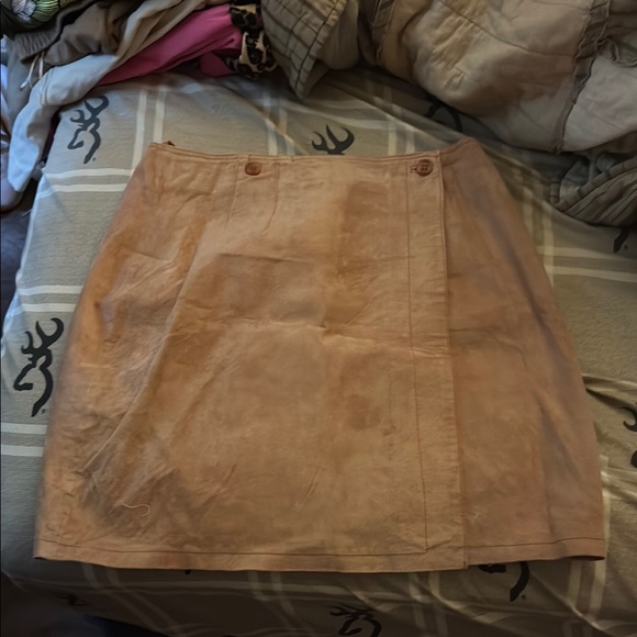 Tan Wrap A-Line Mini Skirt for Casual Wear - Picture 1 of 3